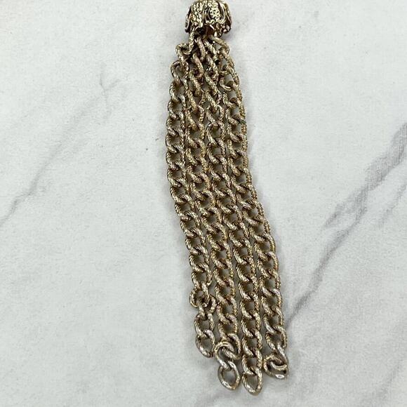 Gold Tone Chain Belt Textured Tassel Charm Boho Small (S) ✨ - Picture 10 of 10